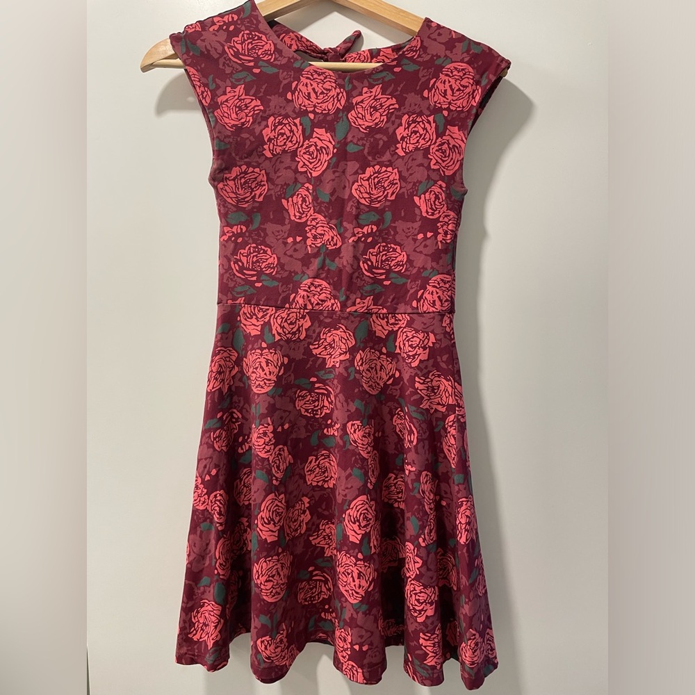 Aritzia Talula red floral roses mini dress